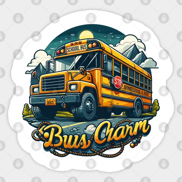 School Bus Charm Sticker by Vehicles-Art